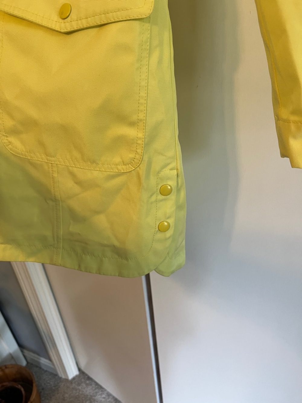 Talbots Yellow Hooded Rain Jacket with Mint Lining - Picture 3 of 9